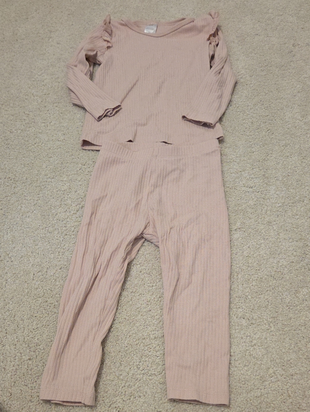 H&M Baby Rib Legging And Shirt Set Pink